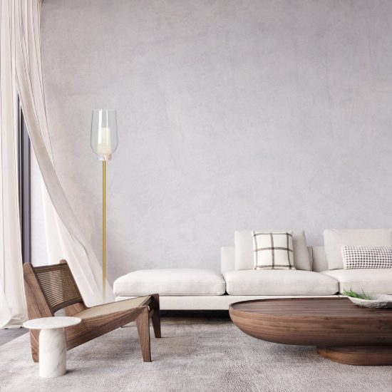 Lampada da terra oro bianco vetro piantana per soggiorno