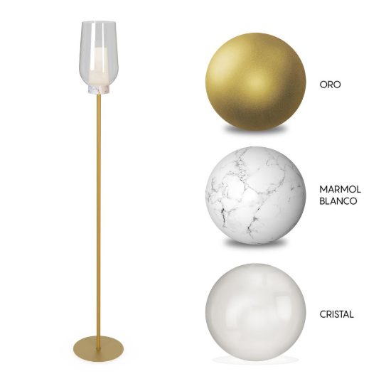 Lampada da terra oro bianco vetro piantana per soggiorno