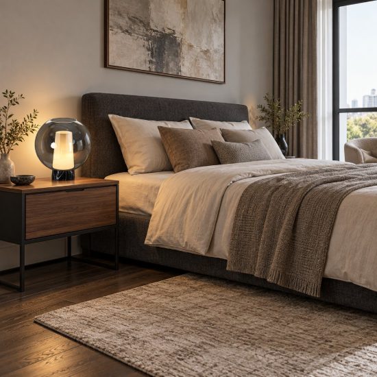 Abat-jour per camera da letto nera vetro