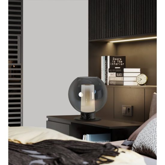 Abat-jour per camera da letto nera vetro