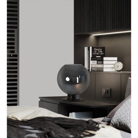 Abat-jour per camera da letto nera vetro