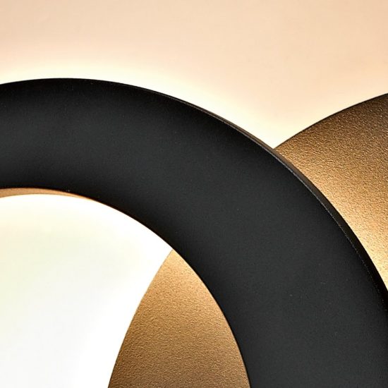 Applique per salotto tonda nera led 10w 3000k 22cm design moderna
