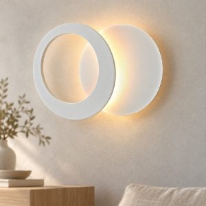 Applique design moderna led 15w 3000k 26cm tonda bianca per soggiorno