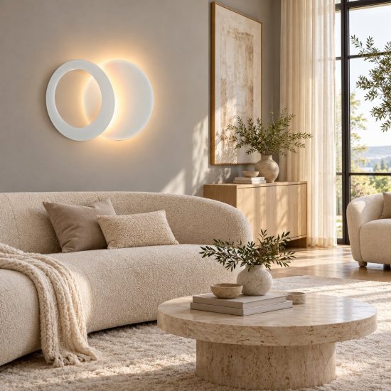 Applique design moderna led 15w 3000k 26cm tonda bianca per soggiorno