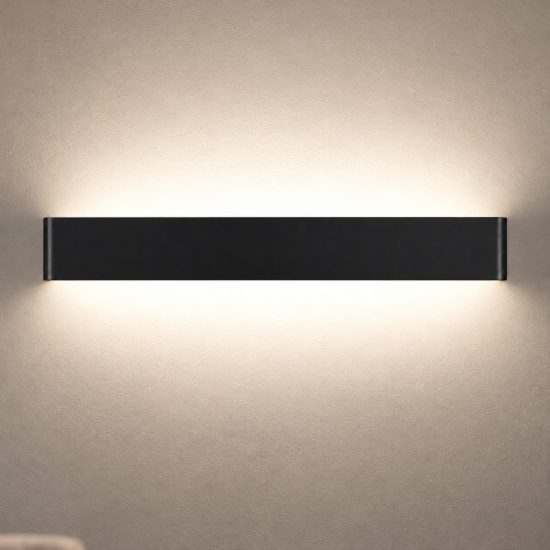 Applique per salotto nera led 14w 3000k 41cm rettangolare moderna