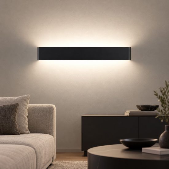 Applique per salotto nera led 14w 3000k 41cm rettangolare moderna