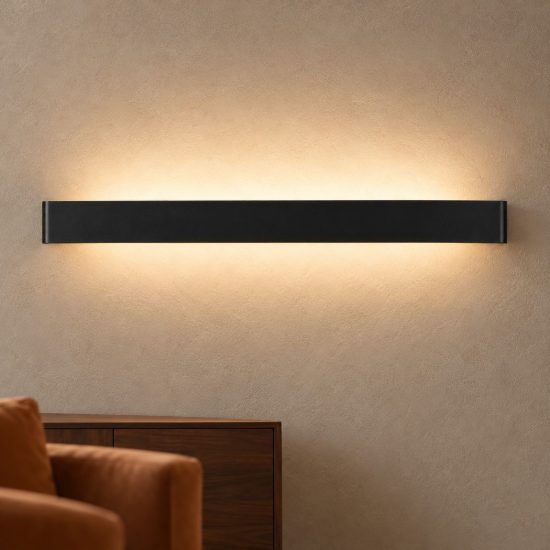 Applique per salotto nera led 20w 2700k 61cm
