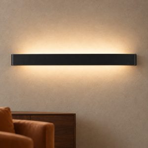 Applique per salotto nera led 20w 3000k 61cm rettangolare biemissione
