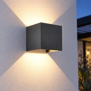 Lampada cubo da parete per esterno led 12w 3000k ip54 10cm grigio scuro