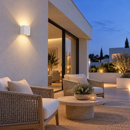 Applique cubo da esterno led 12w 3000k ip54 10cm bianco sabbiato