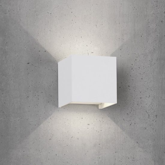 Applique cubo da esterno led 12w 3000k ip54 10cm bianco sabbiato
