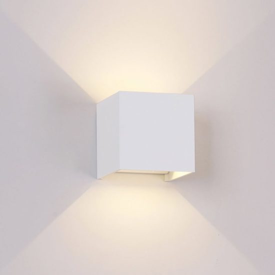 Applique cubo da esterno led 12w 3000k ip54 10cm bianco sabbiato