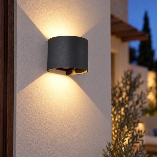 Lampada da parete per esterno led 12w 3000k ip54 14cm grigio scuro
