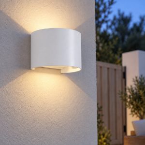 Applique da esterno led 12w 3000k ip54 14cm bianco sabbiato