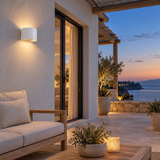 Applique da esterno led 12w 4000k ip54 14cm bianco sabbiato