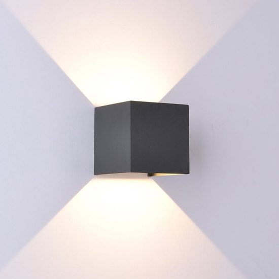 Lampada da parete cubo per esterno led 12w 4000k ip54 10cm grigio scuro