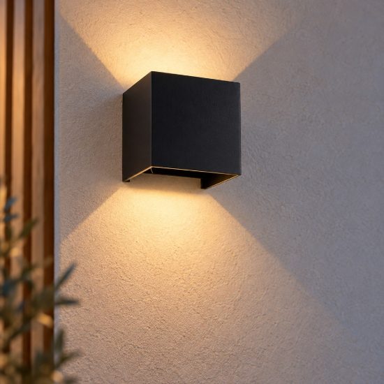 Applique cubo da esterno nero sabbiato led 12w 4000k ip54 10cm
