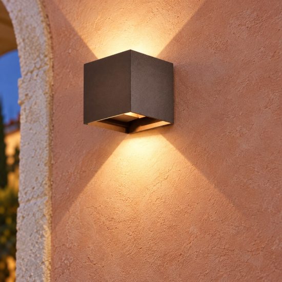 Applique cubo da esterno corten led 12w 4000k ip54 10cm