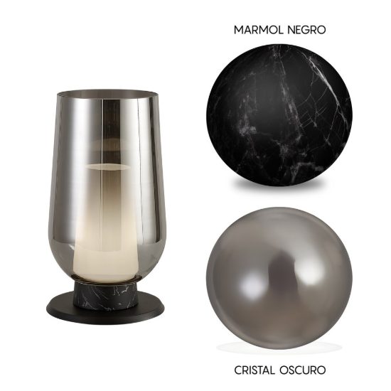Lampada da comodino per camera da letto nero marmo vetro
