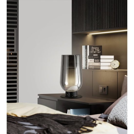Lampada da comodino per camera da letto nero marmo vetro
