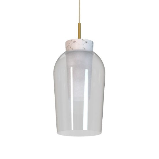 Lampadario a sospensione 3 luci oro bianco vetro per soggiorno