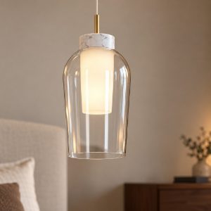 Lampada a sospensione oro bianco vetro per soggiorno
