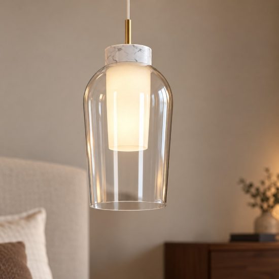 Lampada a sospensione oro bianco vetro per soggiorno