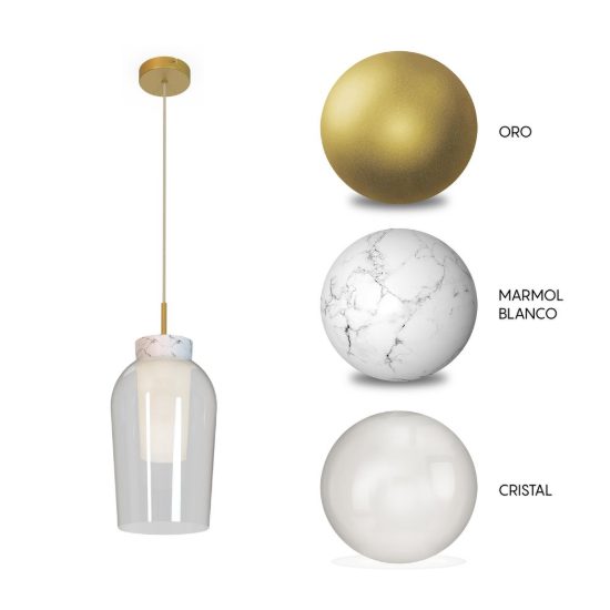 Lampada a sospensione oro bianco vetro per soggiorno