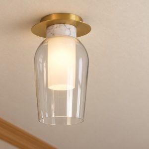 Plafoniera 34cm oro bianco vetro elegante raffinata