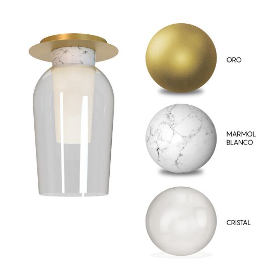 Plafoniera 34cm oro bianco vetro elegante raffinata