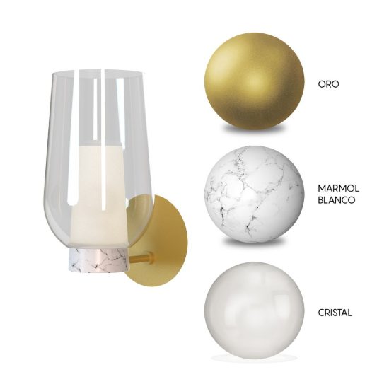 Applique 18cm oro bianco vetro per soggiorno