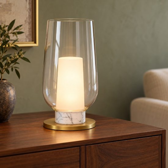 Lampada da comodino per camera da letto oro bianco vetro