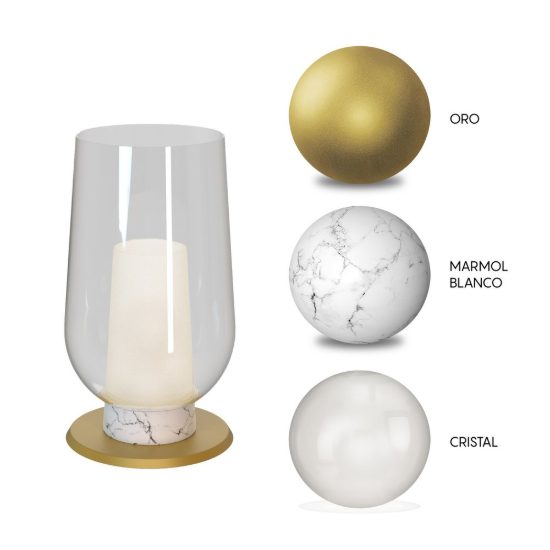 Lampada da comodino per camera da letto oro bianco vetro