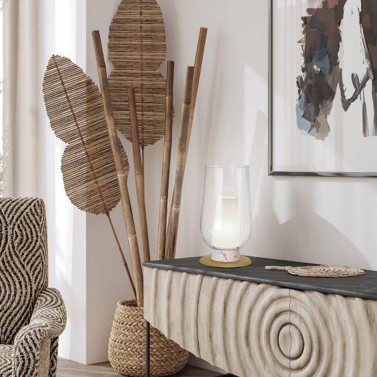 Lampada da comodino per camera da letto oro bianco vetro