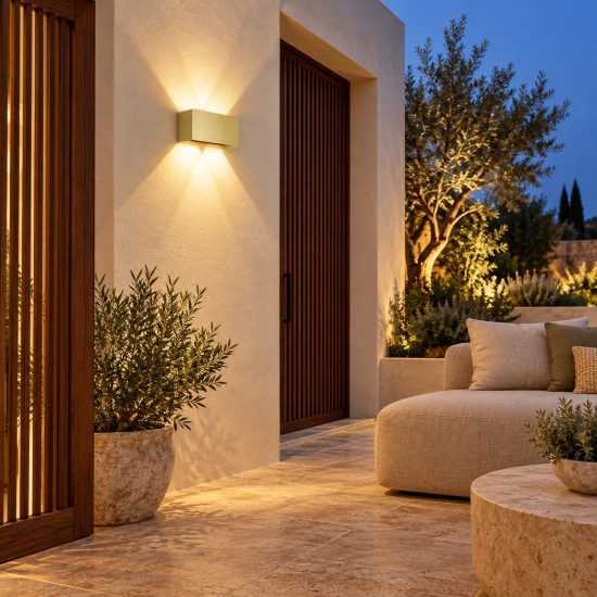 Lampada da parete applique rettangolare per esterno oro led 24w 2700k ip54 20cm dimmerabile