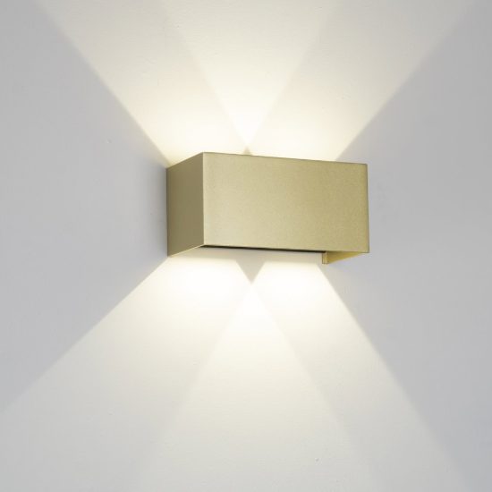 Lampada da parete applique rettangolare per esterno oro led 24w 2700k ip54 20cm dimmerabile