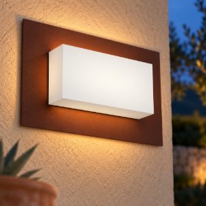 Top light miami applique da esterno moderna rettangolare corten ip54 23cm