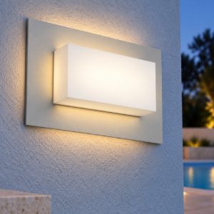 Top light miami applique da esterno ip54 23cm moderna rettangolare grigio