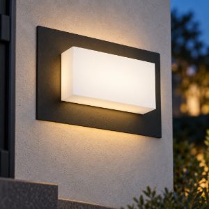 Top light miami applique da esterno moderna rettangolare nera ip54 23cm