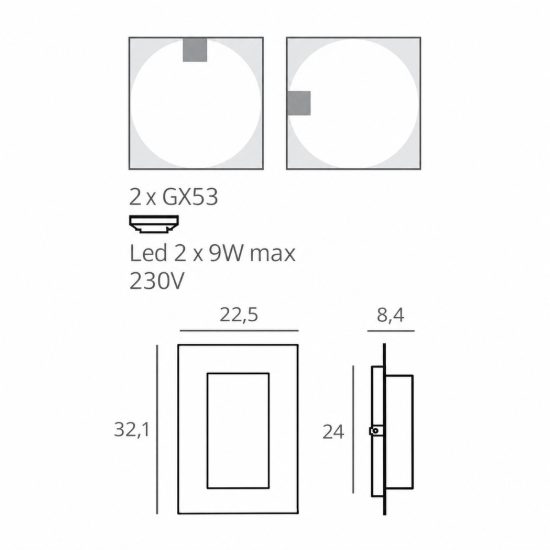 Top light miami applique da esterno moderna rettangolare nera ip54 23cm