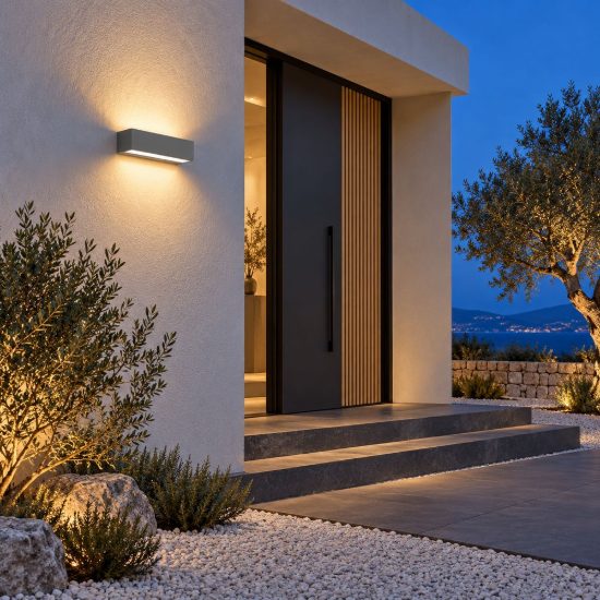 Top light porto lampada da parete per esterno led 24w cct 3000k 4000k ip65 grigio antracite