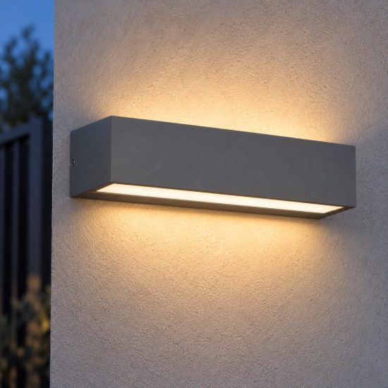 Top light porto lampada da parete per esterno led 12w cct 3000k 4000k ip65 grigio antracite