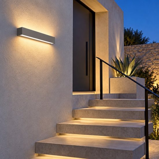 Top light porto applique da esterno led 30w cct 3000k 4000k ip65 grigio antracite
