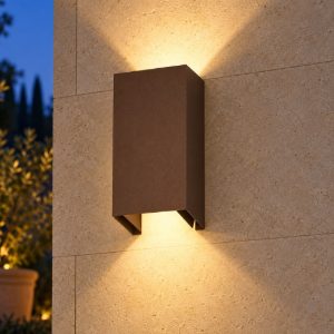 Top light spa applique da esterno minimal rettangolare corten vetro ip54 14cm
