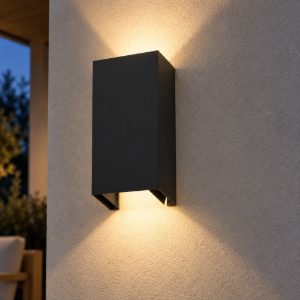 Top light spa applique da esterno minimal rettangolare nero vetro ip54 14cm