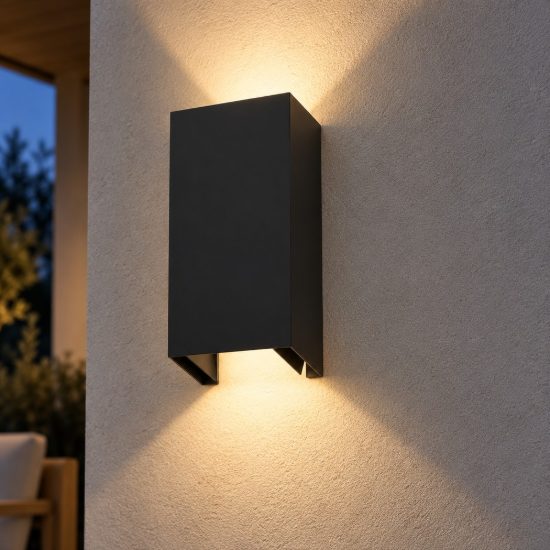 Top light spa applique da esterno minimal rettangolare nero vetro ip54 14cm
