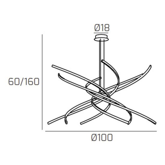 Top light tornado lampadario a sospensione oro per soggiorno led 88w 3000k