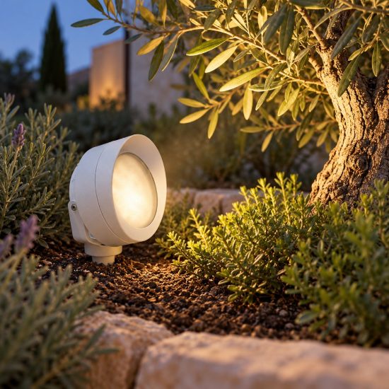 Top light roma faretto con picchetto da esterno giardino led 6w cct 2700k 4000k ip66 orientabile bianco
