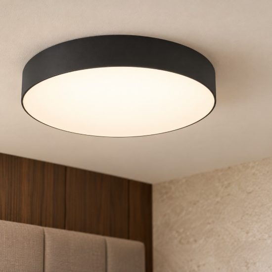 Eglo gallizzi z plafoniera nera led 26w rgb 2700k 6500k dimmerabile con telecomando