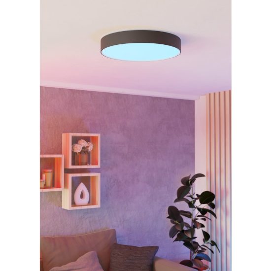 Eglo gallizzi z plafoniera nera led 26w rgb 2700k 6500k dimmerabile con telecomando